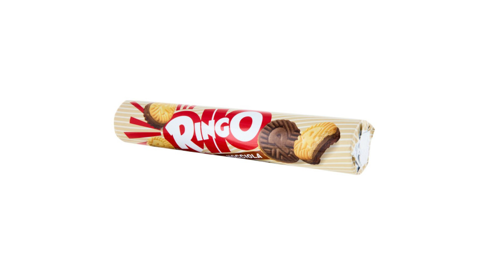Ringo Nocciola Biscotti Farciti Con Crema Nocciola E Cioccolato Snack Merenda Tubo 165g