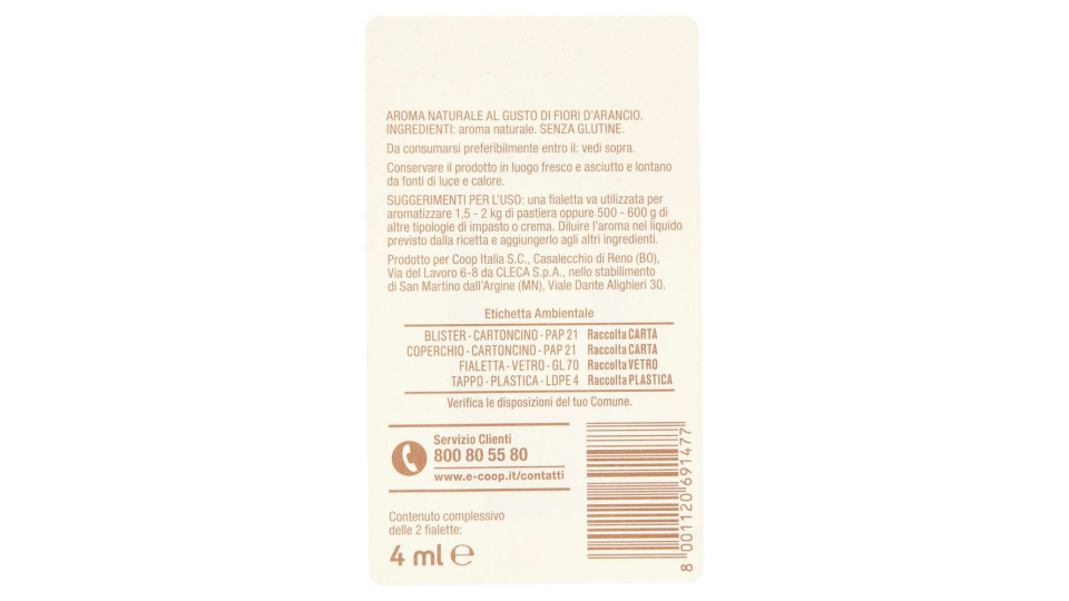 Aroma Naturale Gusto Fiori D'arancio 4 Ml