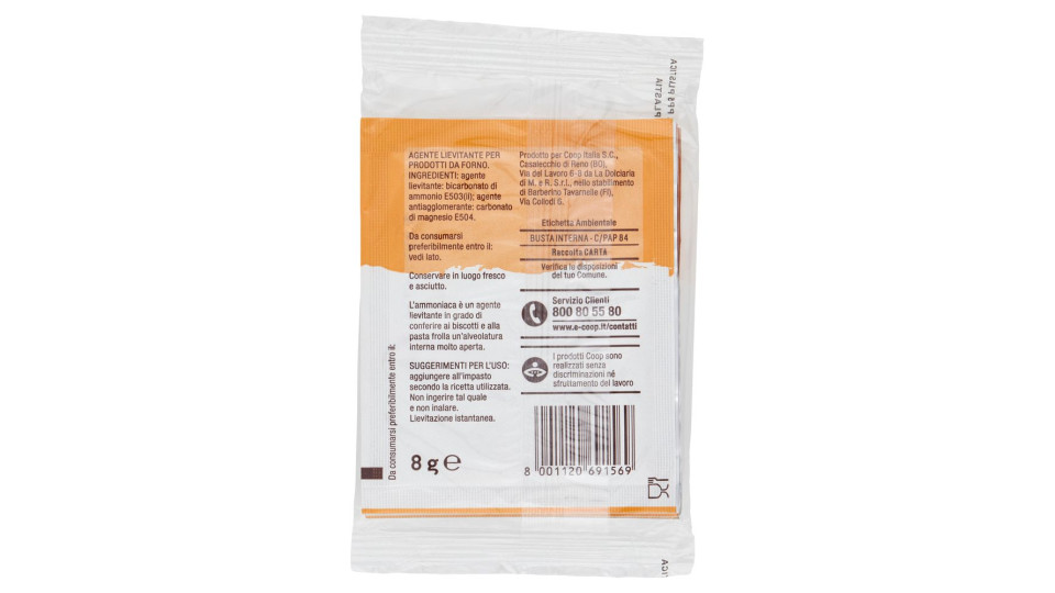 Ammoniaca Agente Lievitante Per Biscotti E Pasta Frolla 8 G X 3 Buste