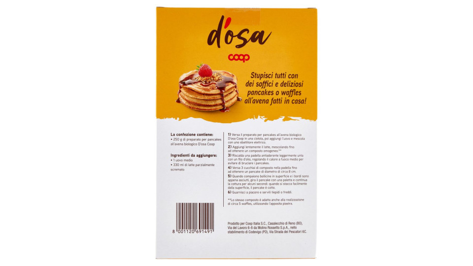 Preparato Per Pancakes All'avena Biologico 250 G
