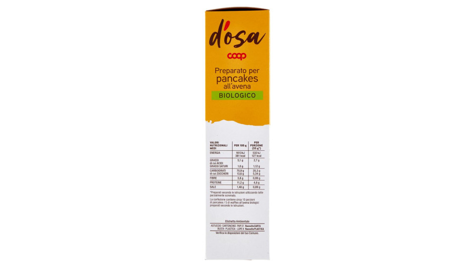 Preparato Per Pancakes All'avena Biologico 250 G