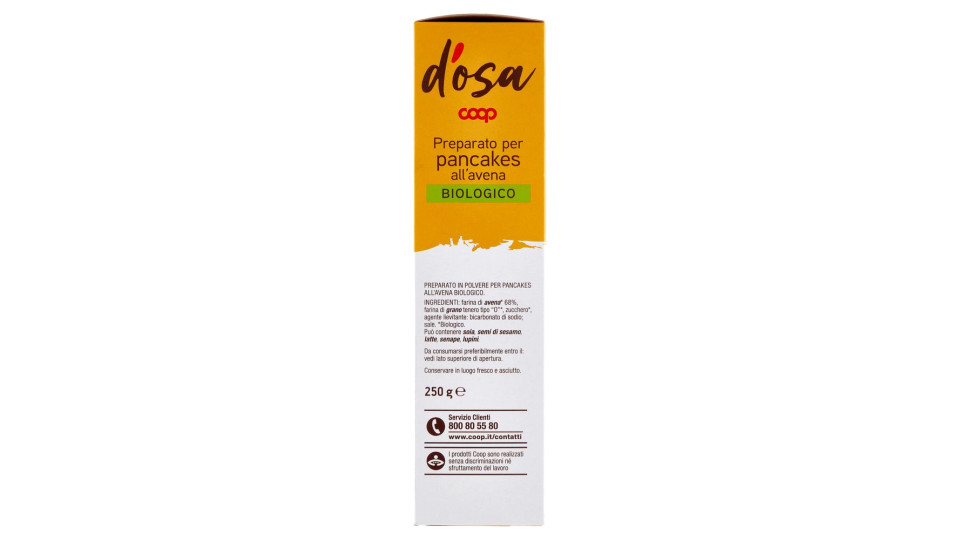Preparato Per Pancakes All'avena Biologico 250 G