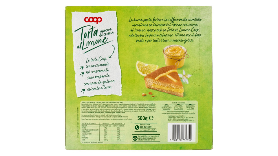Torta Ripiena Di Crema Al Limone 500 G