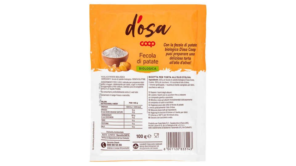 Fecola Di Patate Biologica 100 G