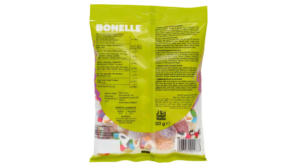 Bonelle Mini Gelées Con Succo Di Frutta Arancia, Limone, Fragola, Mora 120 G