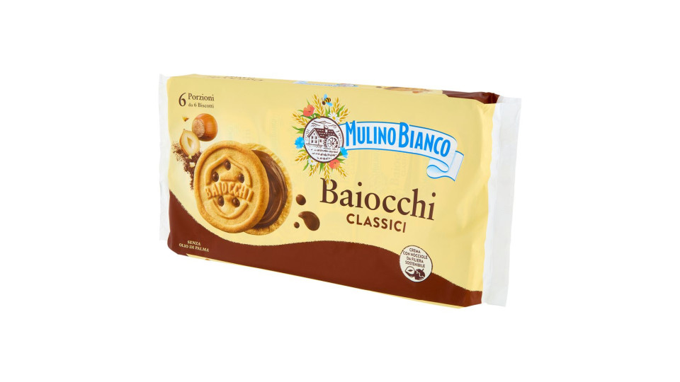 Mulino Bianco Baiocchi Biscotti Snack Farciti Con Crema Alla Nocciola E Cacao 260g