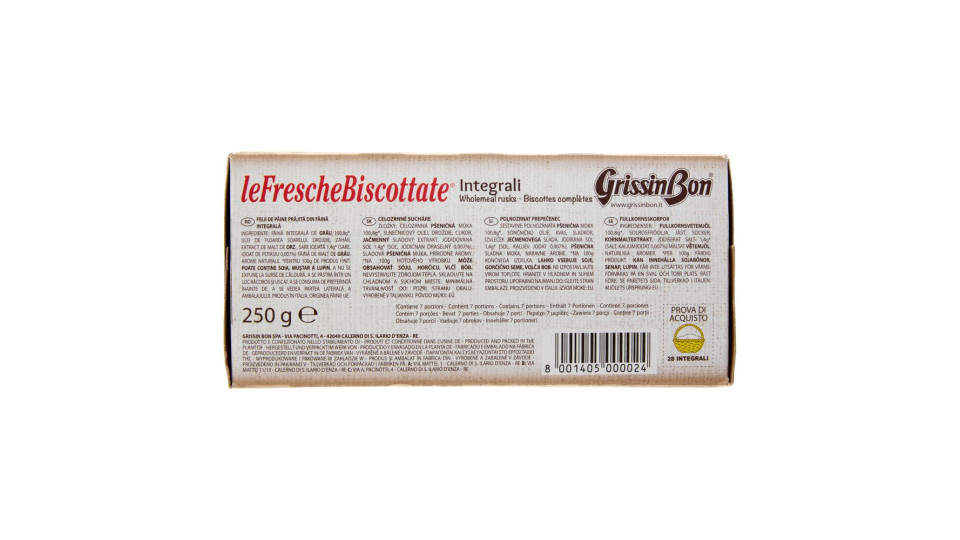 Grissinbon Lefreschebiscottate Integrali 250 G