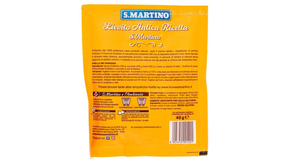 S.martino Lievito Antica Ricetta S.martino Vaniglinato Per Dolci 3 Buste 48 G
