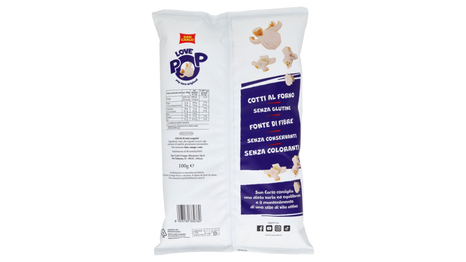 San Carlo Love Pop Pop Corn Originali 100 G