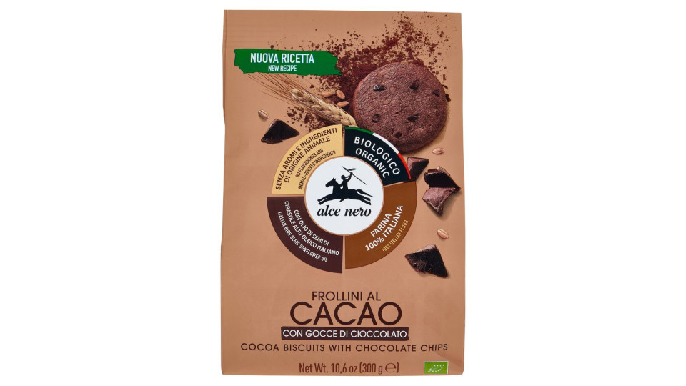 Alce Nero Frollini Al Cacao Con Gocce Di Cioccolato 300 G