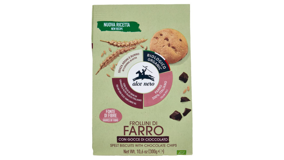 Alce Nero Frollini Di Farro Con Gocce Di Cioccolato 300 G