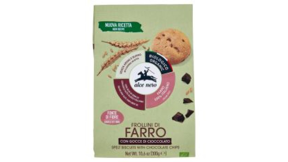 Alce Nero Frollini Di Farro Con Gocce Di Cioccolato 300 G