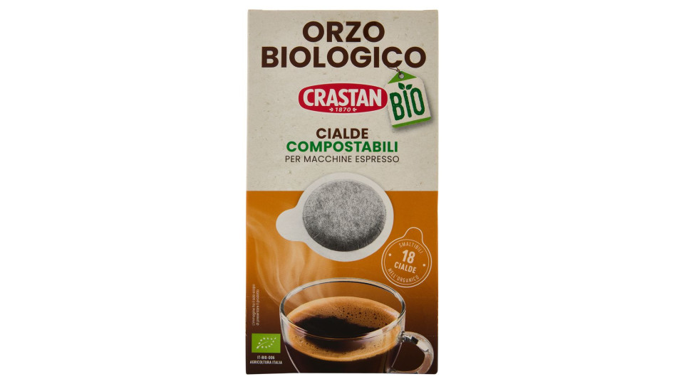 Crastan Bio Orzo Biologico Cialde Compostabili Per Macchine Espresso 18 X 6 G