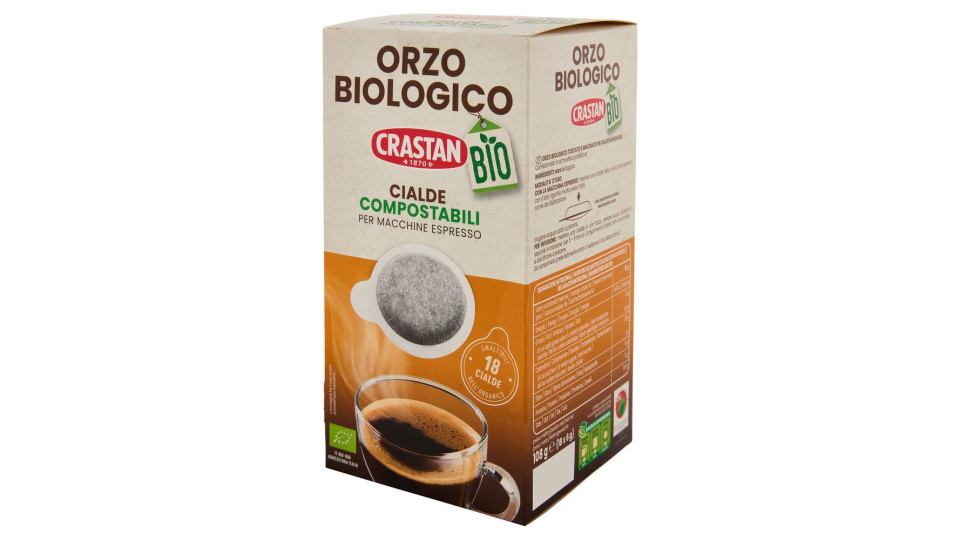 Crastan Bio Orzo Biologico Cialde Compostabili Per Macchine Espresso 18 X 6 G