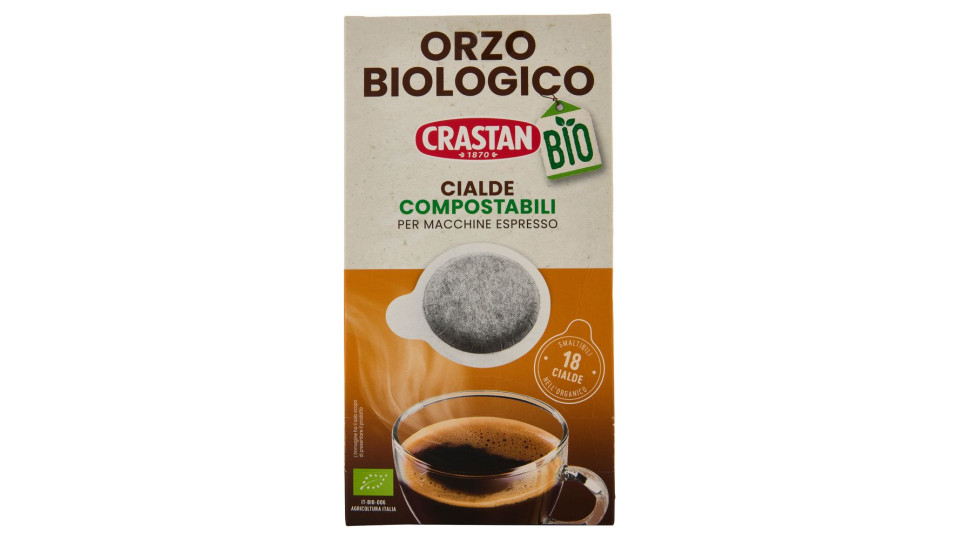 Crastan Bio Orzo Biologico Cialde Compostabili Per Macchine Espresso 18 X 6 G