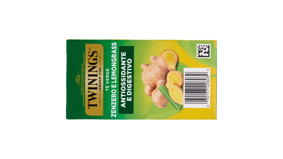 Twinings Zenzero E Lemongrass Tè Verde Aromatizzato Antiossidante E Digestivo 20 Filtri The 40 G