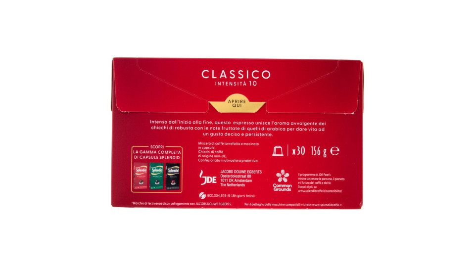 Splendid Classico 10 - 30 Capsule Caffè Compatibili Con Macchine Nespresso*® Original 156g