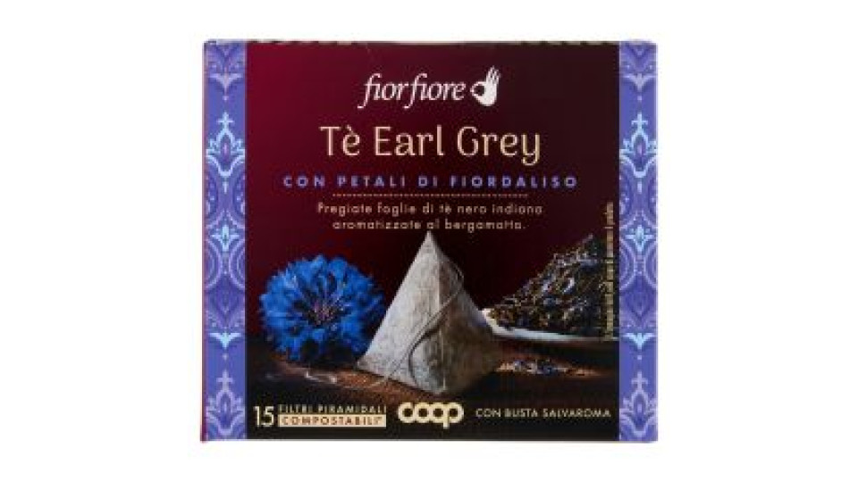 Tè Earl Grey Con Petali Di Fiordaliso Filtri Piramidali Compostabili* 15 X 2 G