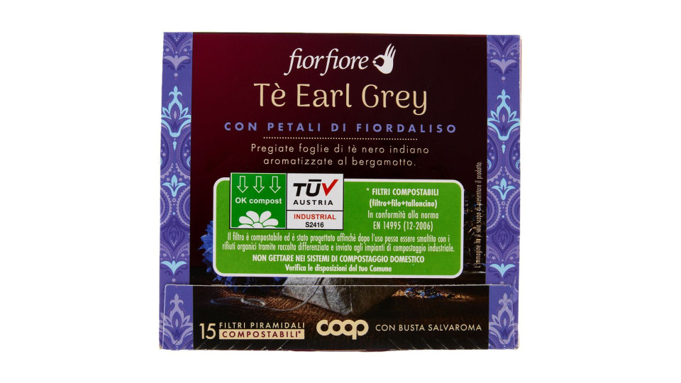 Tè Earl Grey Con Petali Di Fiordaliso Filtri Piramidali Compostabili* 15 X 2 G