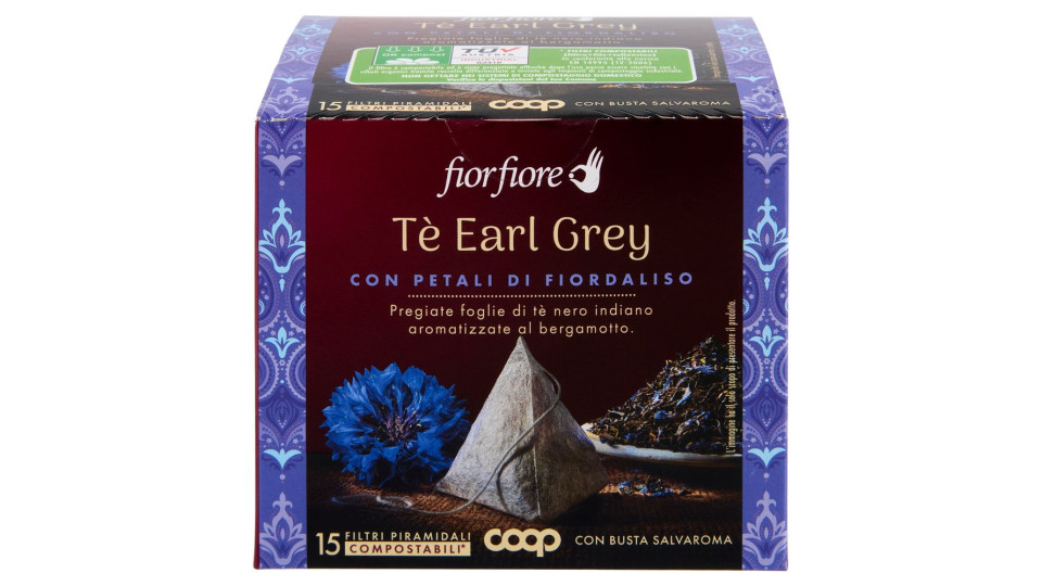 Tè Earl Grey Con Petali Di Fiordaliso Filtri Piramidali Compostabili* 15 X 2 G