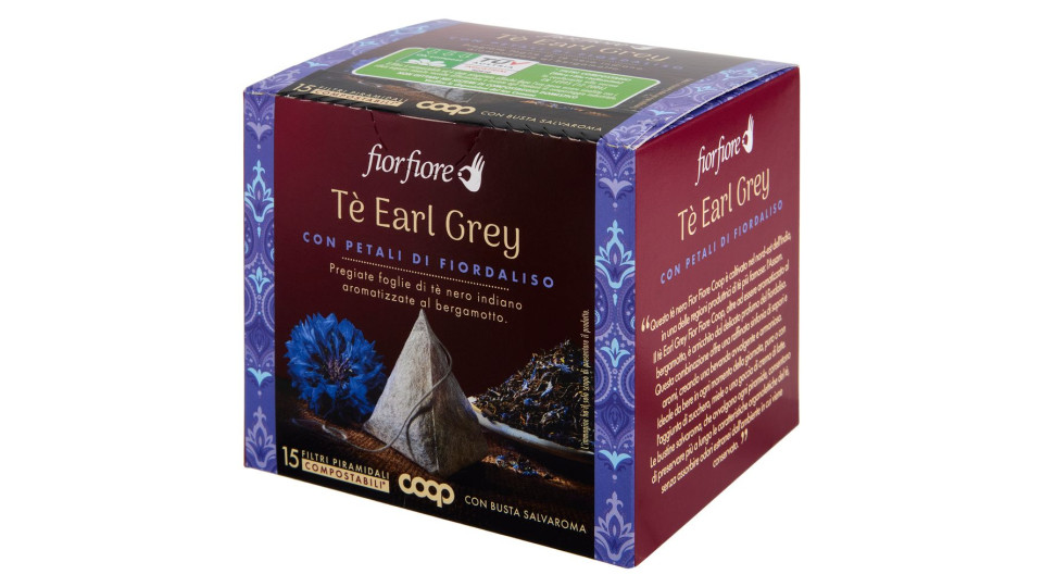 Tè Earl Grey Con Petali Di Fiordaliso Filtri Piramidali Compostabili* 15 X 2 G