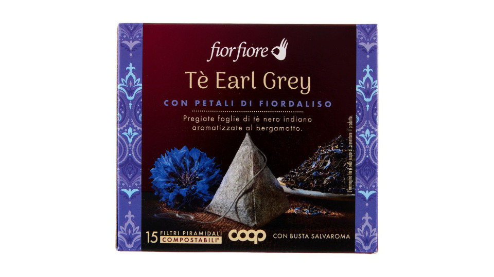 Tè Earl Grey Con Petali Di Fiordaliso Filtri Piramidali Compostabili* 15 X 2 G