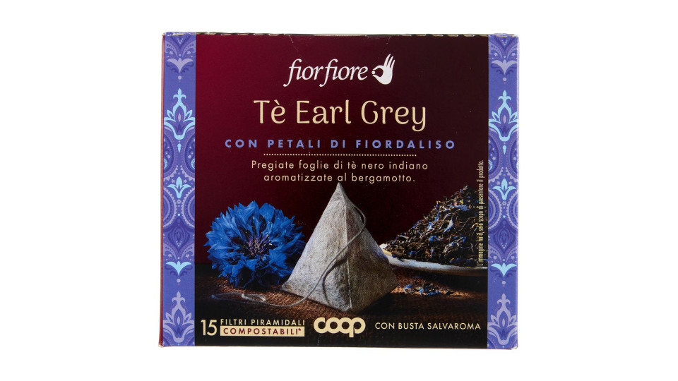 Tè Earl Grey Con Petali Di Fiordaliso Filtri Piramidali Compostabili* 15 X 2 G