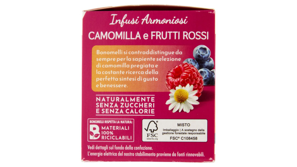 Bonomelli Infusi Armoniosi 100% Naturali Camomilla E Frutti Rossi 12 Filtri 24 G