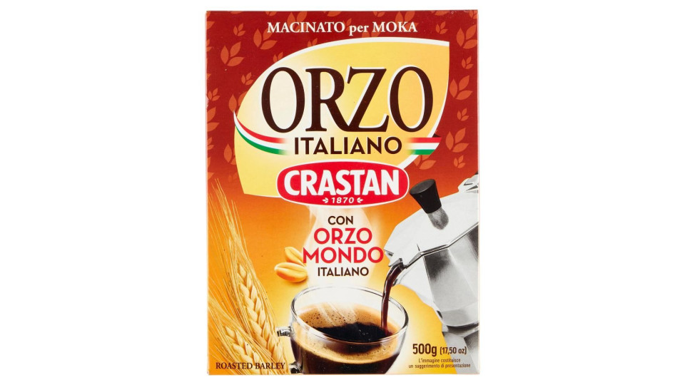 Crastan Orzo Italiano Macinato Per Moka Con Orzo Mondo Italiano 500 G