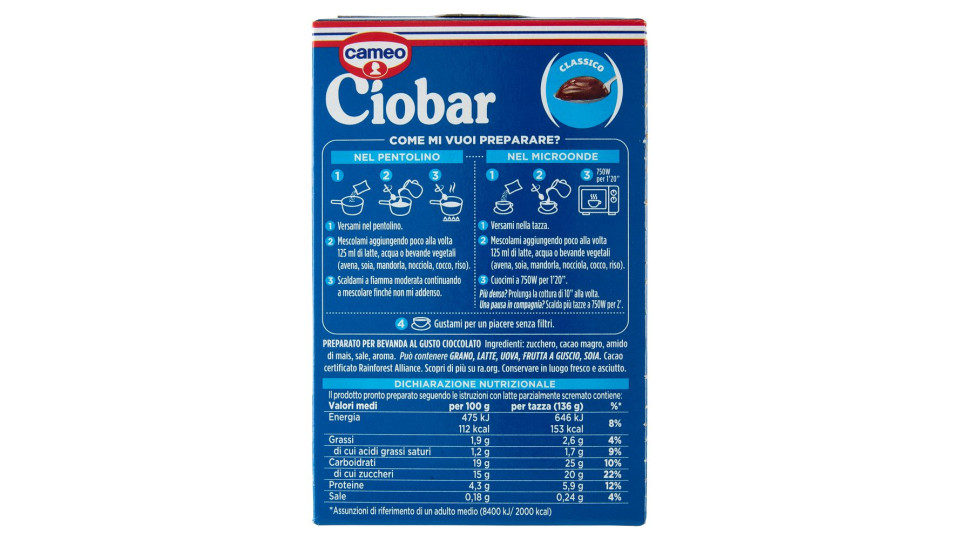 Cameo Ciobar Classico 5 X 25 G