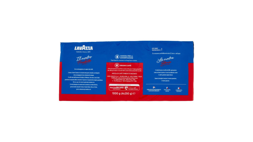 Lavazza Crema E Gusto Classico Caffè Macinato 2 X 250 G