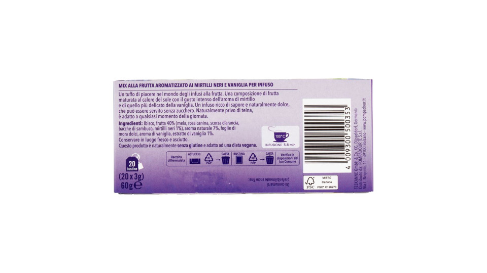 Pompadour Infuso Tentazioni Al Mirtillo Bustine 20 X 3 G