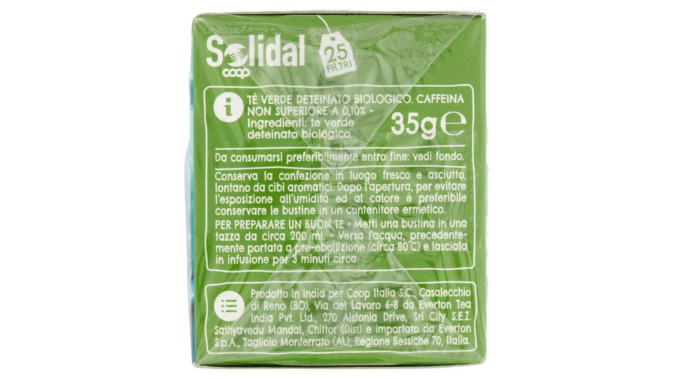 Tè Verde Deteinato Biologico 25 Filtri 35 G