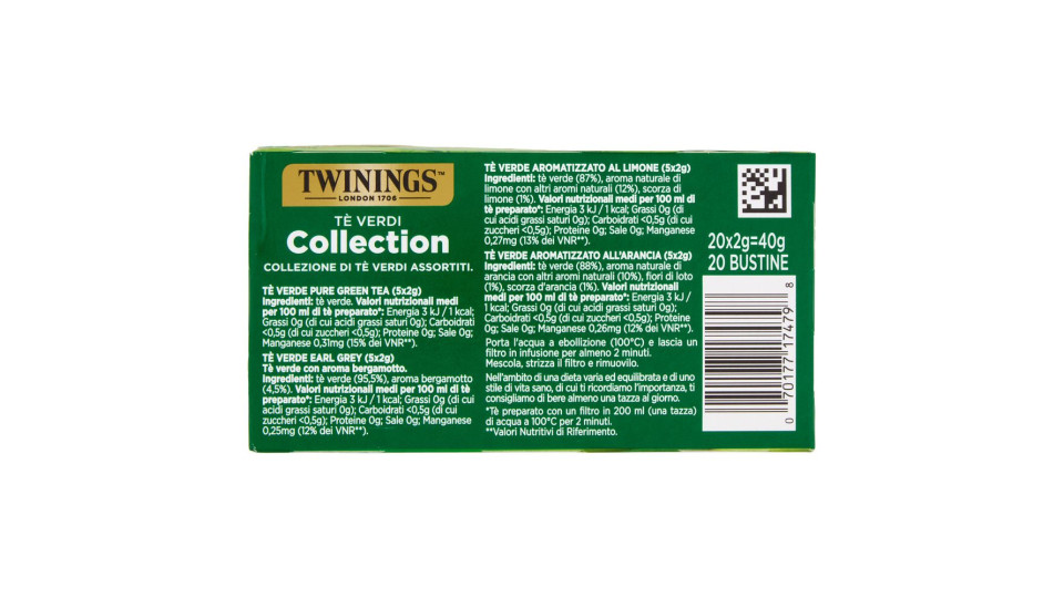Twinings Tè Verdi Collection Confezione Con 5 Diversi Tè Verdi Aromatizzati 20 Filtri The 40 G