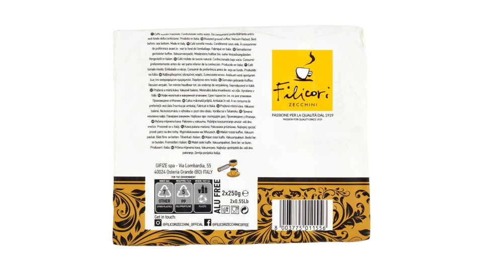 Filicori Zecchini Caffè Per Macchina Espresso Da Casa Espresso 2 X 250 G