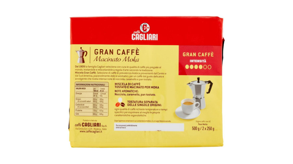 Caffè Cagliari Gran Caffè Macinato Moka 2 X 250 G