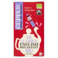 Cupper English Breakfast Tè Nero Bio Fairtrade, Tè Ceylon Pieno E Rinfrescante, 20 Bustine 44 G