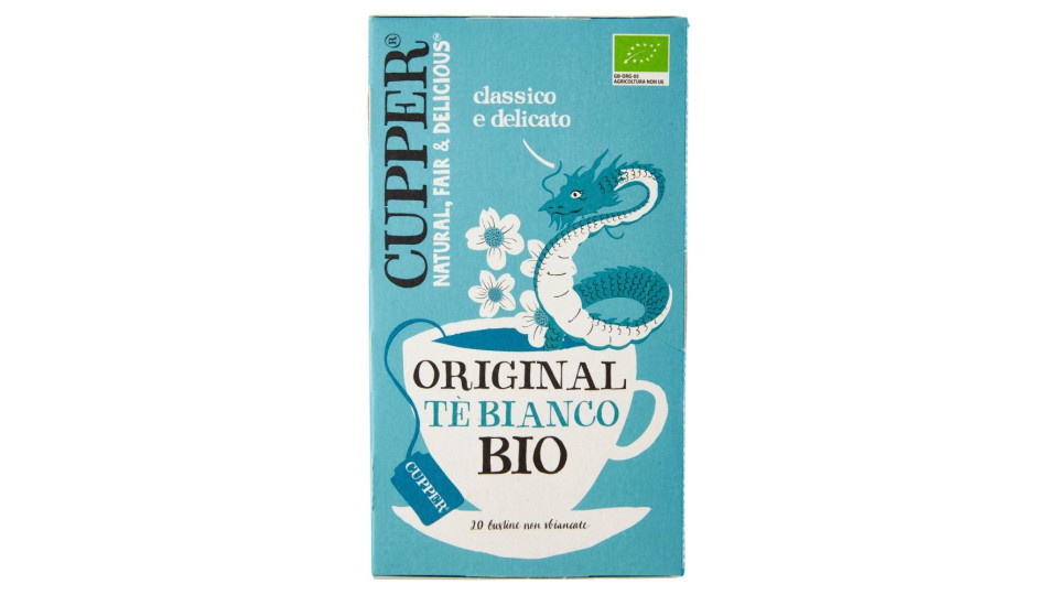 Cupper Tè Bianco Biologico, Antiossidante, Gusto Classico E Delicato, 20 Bustine 34 G