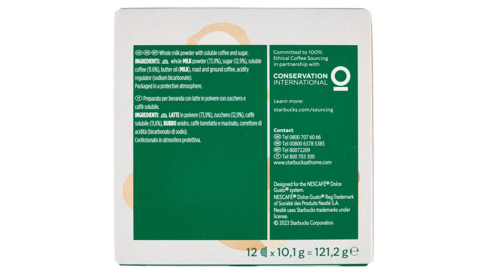 Starbucks Caffè Latte By Nescafé Dolce Gusto 12 Capsule 121,2g