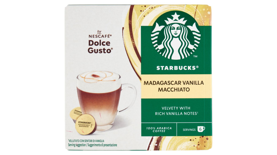 Starbucks Madagascar Vanilla Macchiato By Nescafé Dolce Gusto Latte Vaniglia E Caffè 12 Capsule 132g
