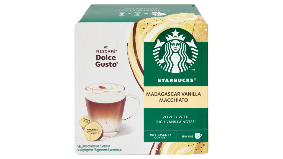 Starbucks Madagascar Vanilla Macchiato By Nescafé Dolce Gusto Latte Vaniglia E Caffè 12 Capsule 132g