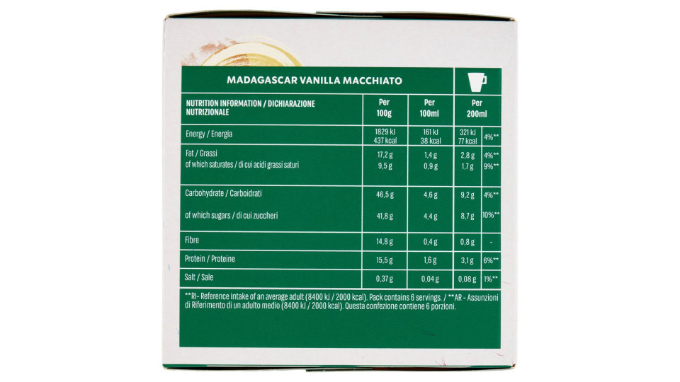 Starbucks Madagascar Vanilla Macchiato By Nescafé Dolce Gusto Latte Vaniglia E Caffè 12 Capsule 132g