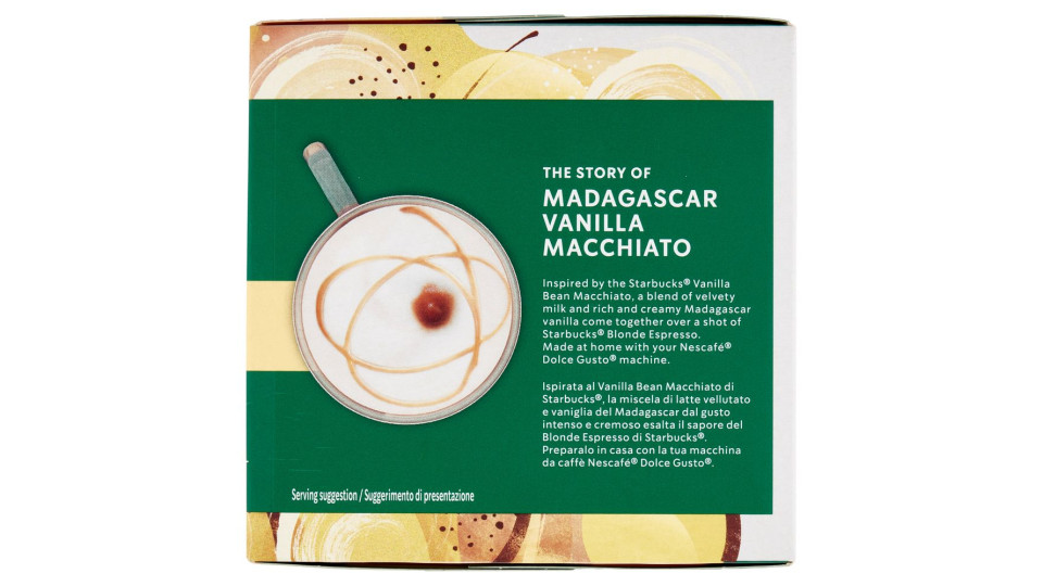 Starbucks Madagascar Vanilla Macchiato By Nescafé Dolce Gusto Latte Vaniglia E Caffè 12 Capsule 132g
