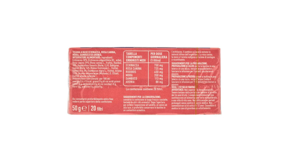 Plus Tisana Difesa E Sostegno A Base Di Echinacea, Rosa Canina, Mora, Sambuco E Aronia 20 Filtri 50g