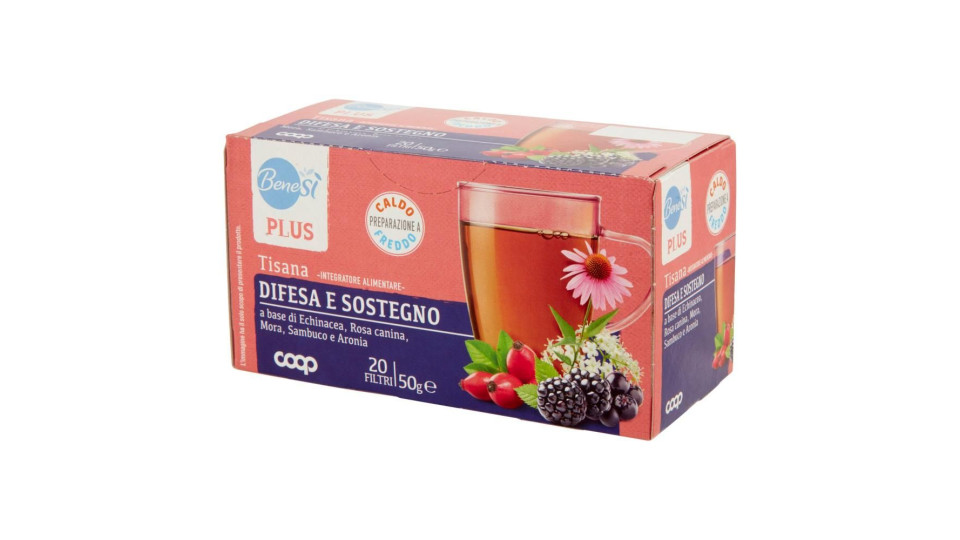 Plus Tisana Difesa E Sostegno A Base Di Echinacea, Rosa Canina, Mora, Sambuco E Aronia 20 Filtri 50g