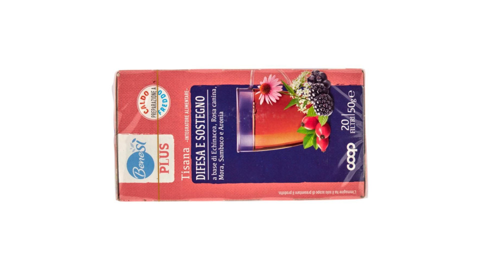 Plus Tisana Difesa E Sostegno A Base Di Echinacea, Rosa Canina, Mora, Sambuco E Aronia 20 Filtri 50g