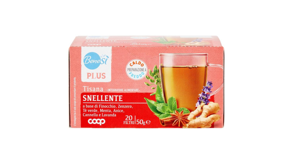 Plus Tisana Snellente Finocchio, Zenzero, Tè Verde, Menta, Anice, Cannella E Lavanda 20 Filtri 50 G