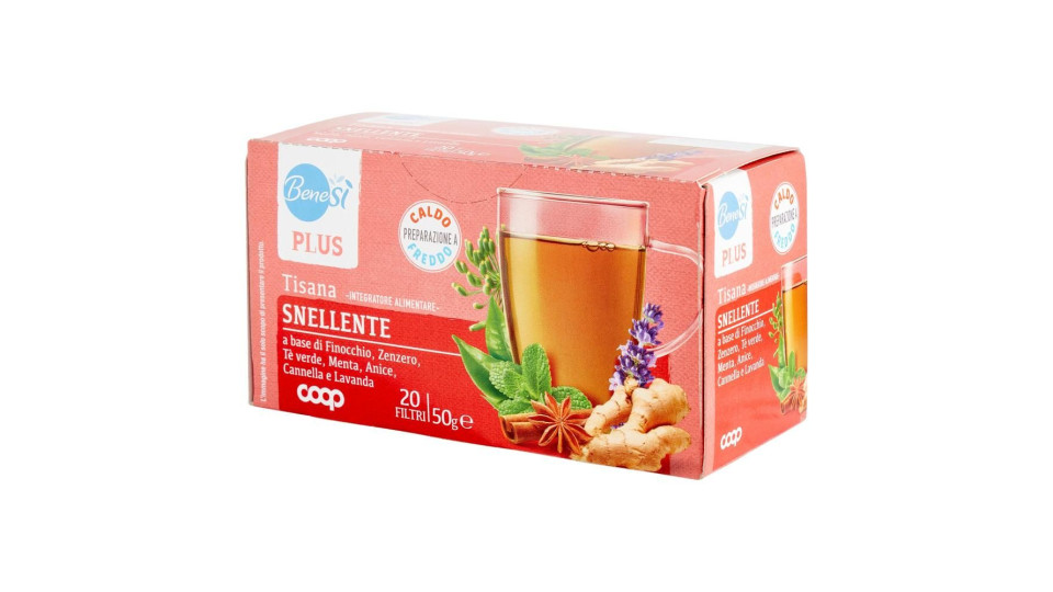 Plus Tisana Snellente Finocchio, Zenzero, Tè Verde, Menta, Anice, Cannella E Lavanda 20 Filtri 50 G