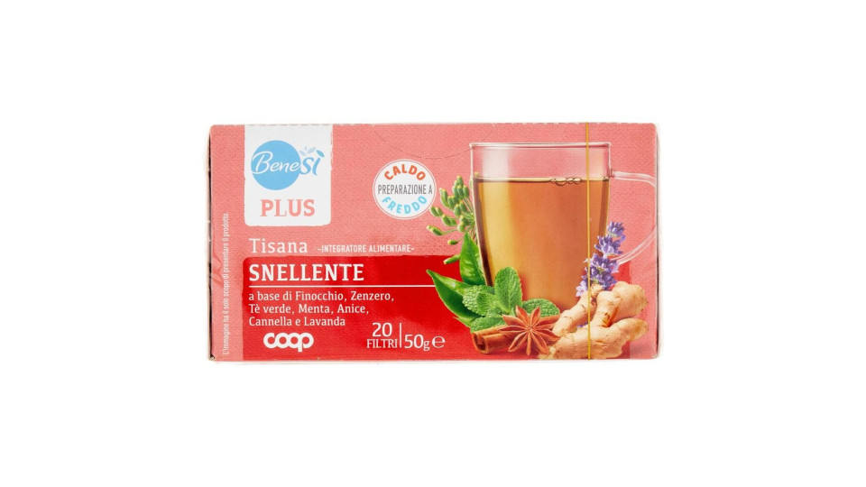 Plus Tisana Snellente Finocchio, Zenzero, Tè Verde, Menta, Anice, Cannella E Lavanda 20 Filtri 50 G