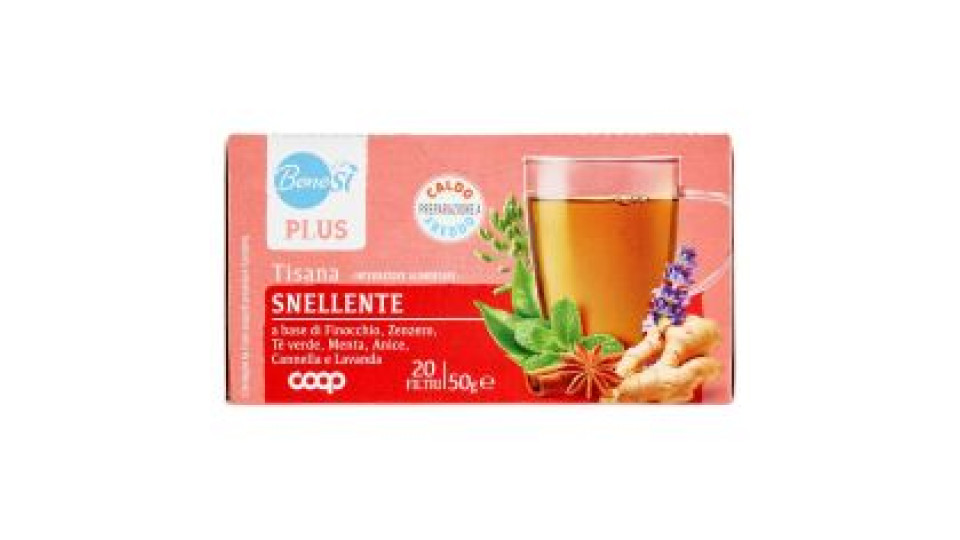 Plus Tisana Snellente Finocchio, Zenzero, Tè Verde, Menta, Anice, Cannella E Lavanda 20 Filtri 50 G